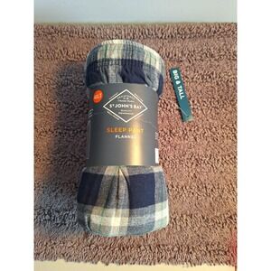 St John's Bay Mens 4XLT Big & Tall Grey Blue Plaid Sleep Athlesier Flannel Pants